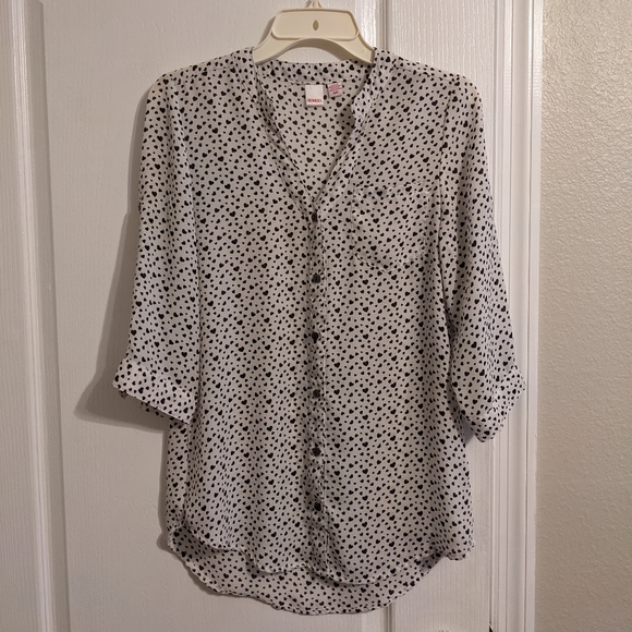 White and Black Blouse Size Small - Picture 1 of 5